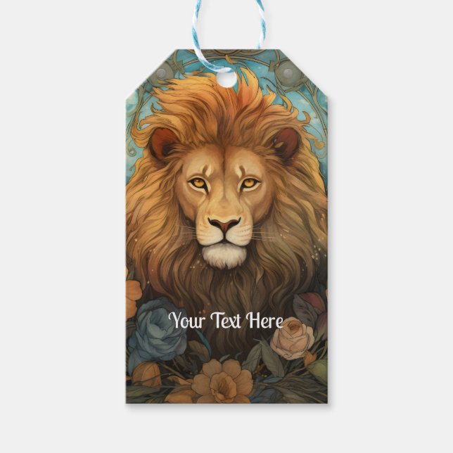 Lion and flowers gift tags (Front)