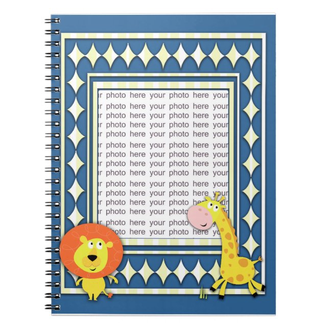 Lion and Giraffe Personalized Notebook - Add Photo (Front)