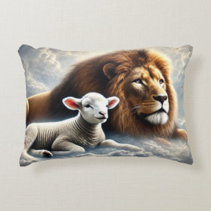 Lion and Lamb Accent Throw Pillow