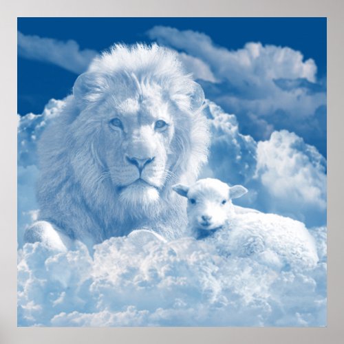 Lion and Lamb Art Poster