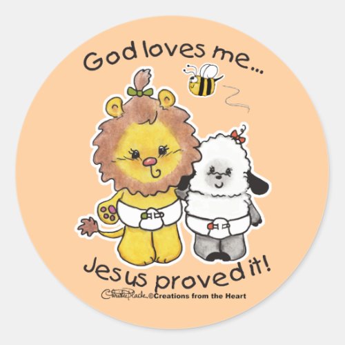 Lion and Lamb Babies Classic Round Sticker