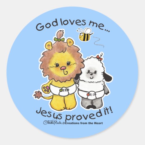 Lion and Lamb Babies Classic Round Sticker