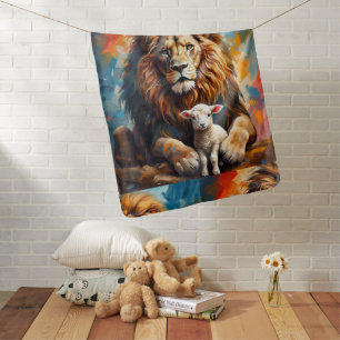 Lion and Lamb Baby Blanket