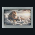 Lion and Lamb Belt Buckle<br><div class="desc">Lion and lamb in the sky with clouds belt buckle</div>