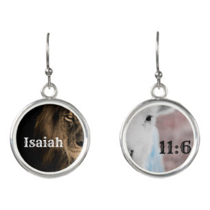 lion and lamb Bible verse earrings