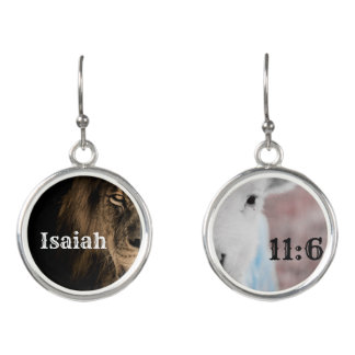 lion and lamb Bible verse earrings