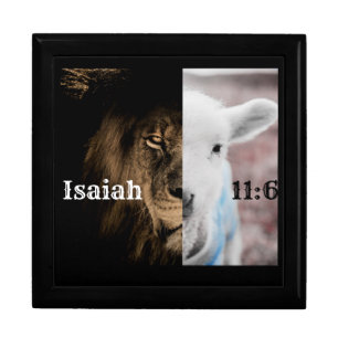 Lion and lamb Bible verse jewelry box