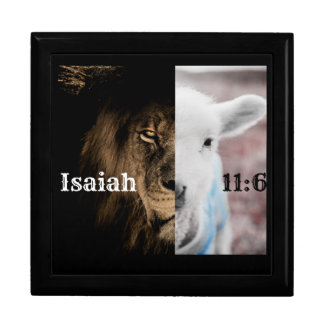 Lion and lamb Bible verse jewelry box