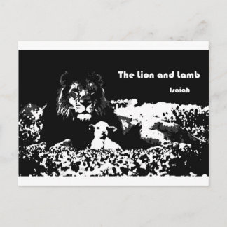 Lion and Lamb Black and White Postcard