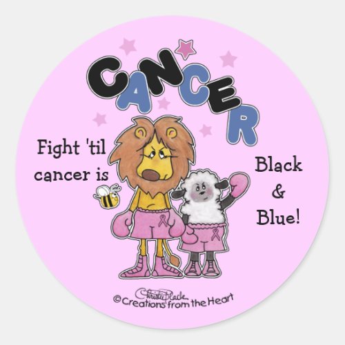 Lion and Lamb Boxers_Make Cancer Black and Blue Classic Round Sticker