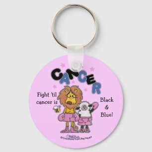 Lion and Lamb Boxers-Make Cancer Black and Blue Keychain