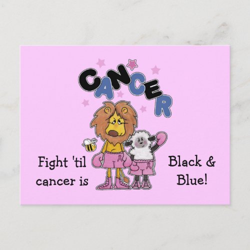 Lion and Lamb Boxers_Make Cancer Black and Blue Postcard