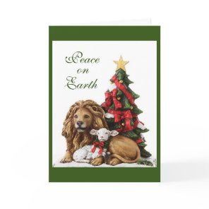 Lion and Lamb by Christmas Tree Hoiliday Card