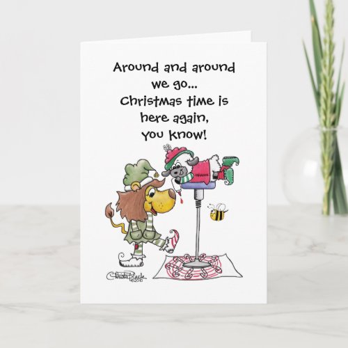 Lion and Lamb Candy Cane Makers Holiday Card