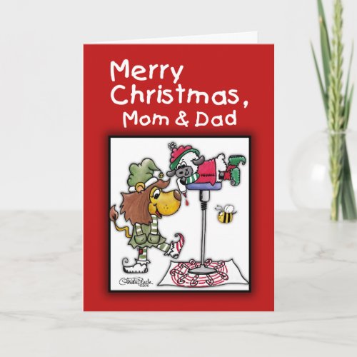 Lion and Lamb Candy Cane Makers Holiday Card