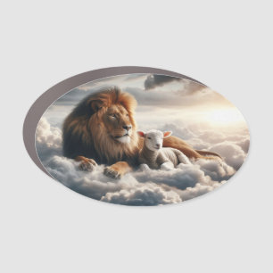Lion and Lamb Car Magnet