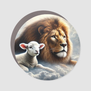 Lion and Lamb Car Magnet