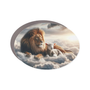 Lion and Lamb Car Magnet