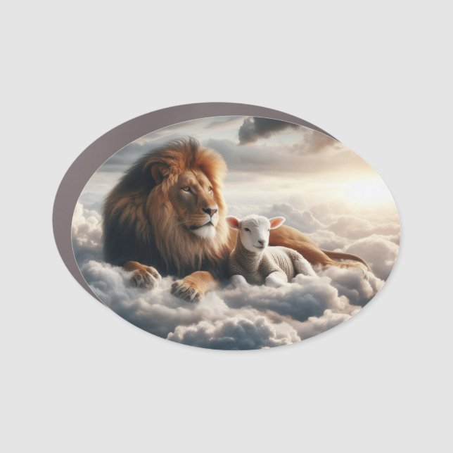 Lion and Lamb Car Magnet (Front)