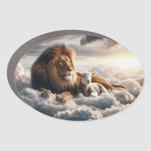 Lion and Lamb Car Magnet