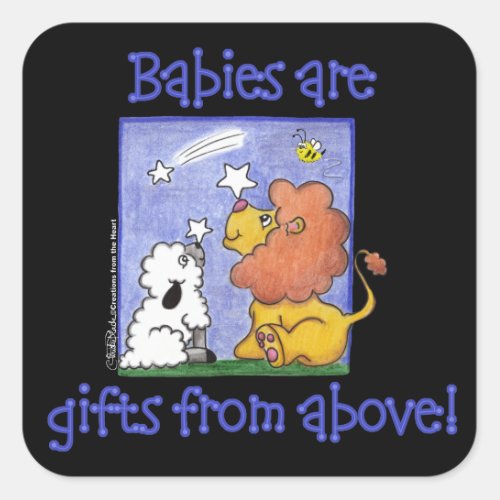 Lion and Lamb catch falling stars Square Sticker