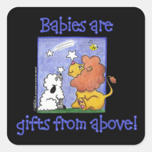 Lion and Lamb catch falling stars Square Sticker