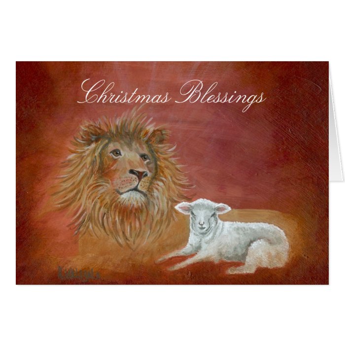 Lion And Lamb, Christmas Blessings Card | Zazzle
