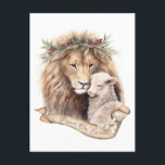 Lion And Lamb Christmas Card<br><div class="desc">Lion and Lamb Ornament Peace On Earth for Christmas,  Lion and the lamb,  Watercolor,  DIGITAL DOWNLOAD,  lion,  lamb,  Christ,  Jesus,  God,  Prophecy,  Bible,  Sunset Lion Lamb Bird Greeting Cards for Children's Birthday,  Valentine's Day and Party Invitation Perfect Greeting Cards</div>