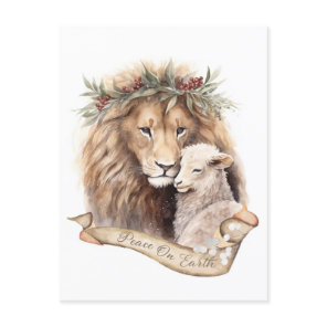Lion And Lamb Christmas Card