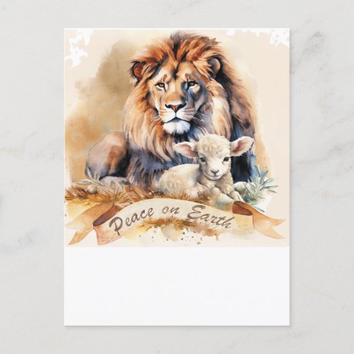 Lion And Lamb Christmas Card