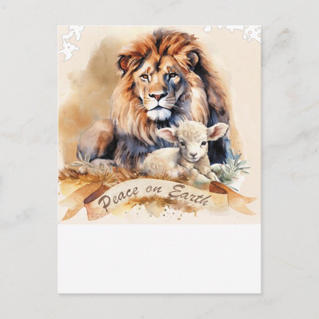 Lion And Lamb Christmas Card (Front)