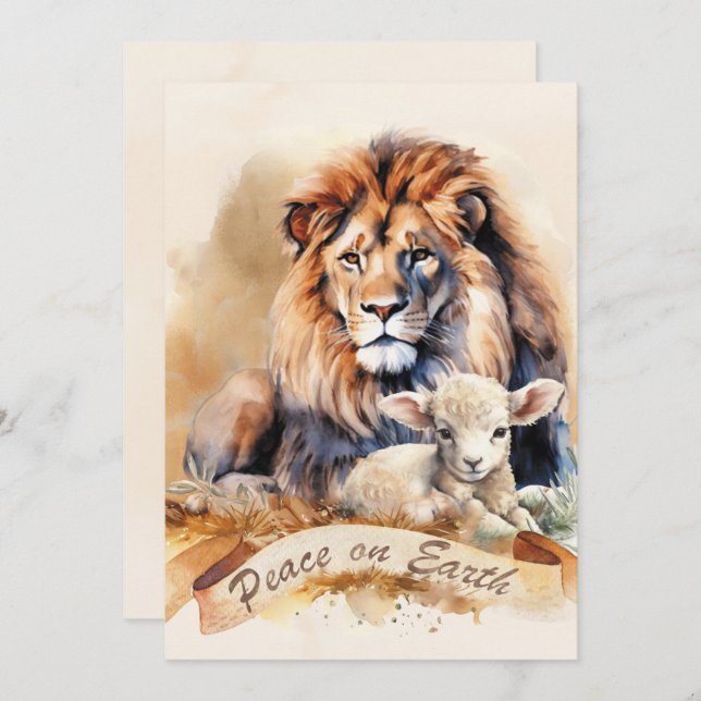 Lion and Lamb Christmas cards (Front/Back)
