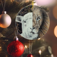 Lion and Lamb Christmas ornament customizable