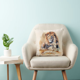 Lion and Lamb Christmas Throw Pillow