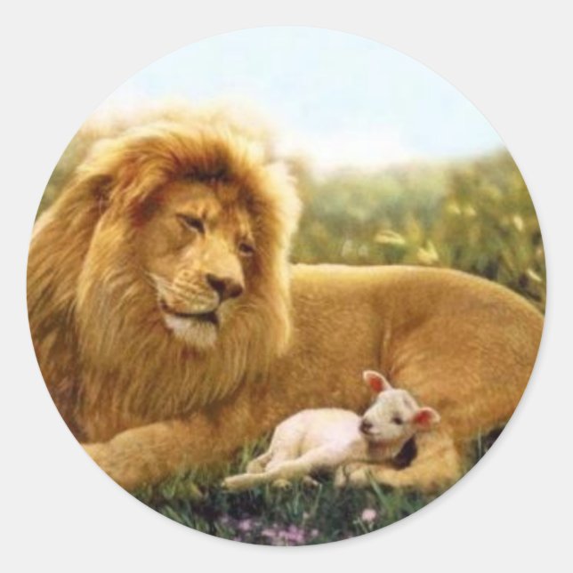 Lion and Lamb Classic Round Sticker (Front)