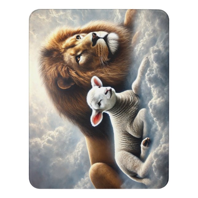 Lion and Lamb Door Sign (Contemporary Vert)