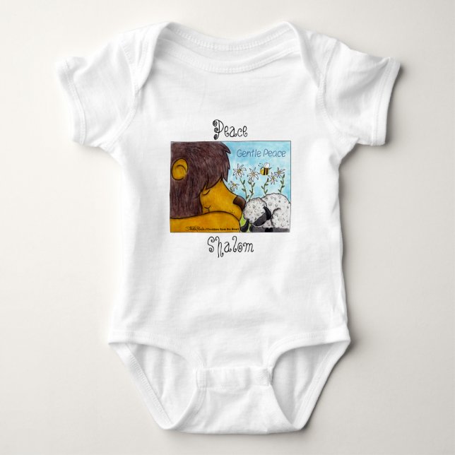 Lion and Lamb Gentle Peace Baby Bodysuit (Front)