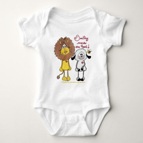 Lion and Lamb Heart Patches Baby Bodysuit