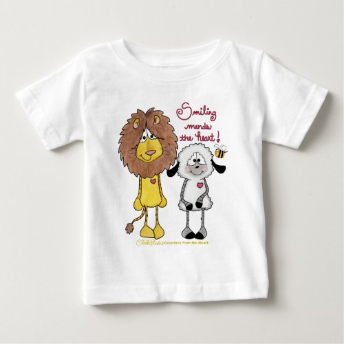 Lion and Lamb Heart Patches Baby T_Shirt
