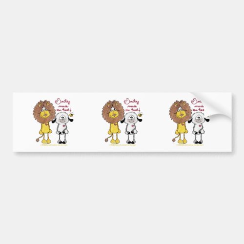 Lion and Lamb Heart Patches Bumper Sticker