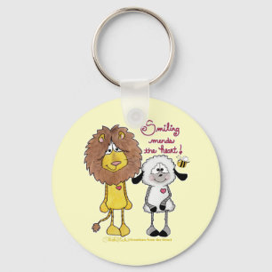 Lion and Lamb Heart Patches Keychain