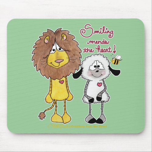 Lion and Lamb Heart Patches Mouse Pad