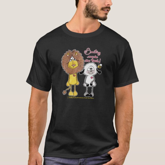Lion and Lamb Heart Patches T-Shirt (Front)
