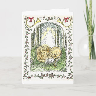 Lion and lamb holiday card