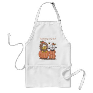 Lion and Lamb in Pumpkins Adult Apron