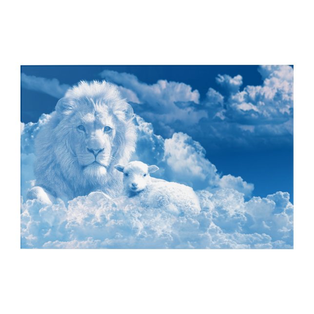 Lion and Lamb in the Clouds Acrylic Print (Front)