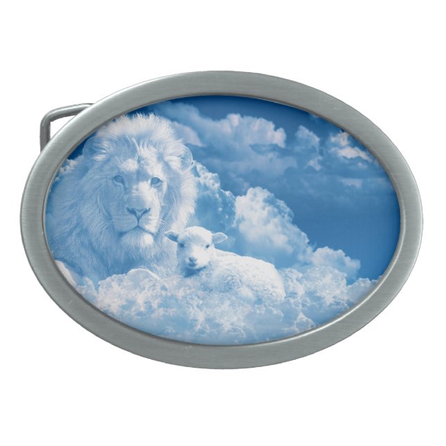 Lion and Lamb in the Clouds Belt Buckle (Front)