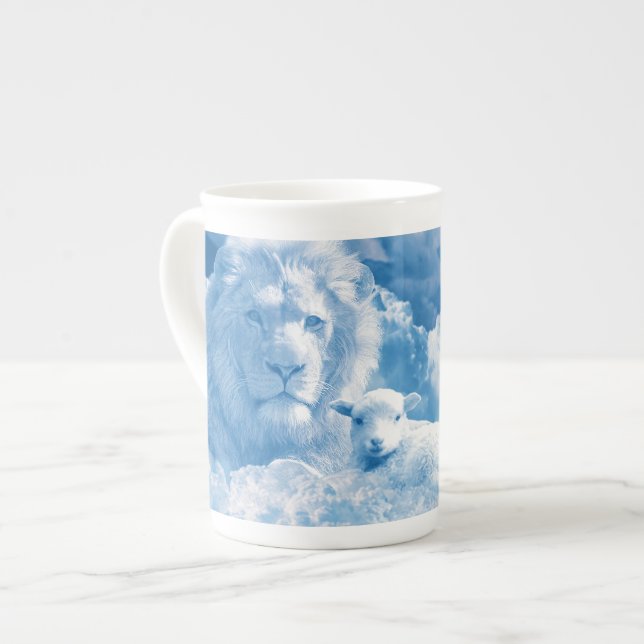 Lion and Lamb in the Clouds Bone China Mug (Front Left)