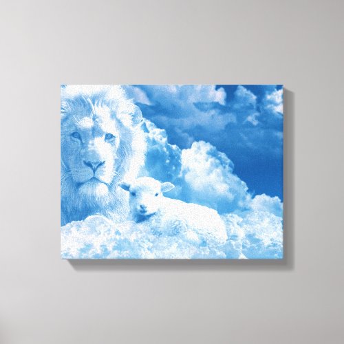 Lion and Lamb in the Clouds Canvas Print