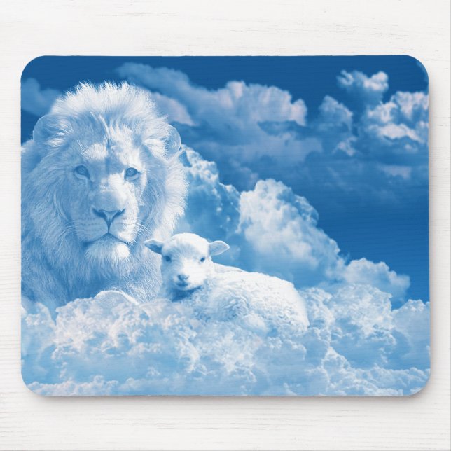 Lion and Lamb in the Clouds Mouse Pad (Front)